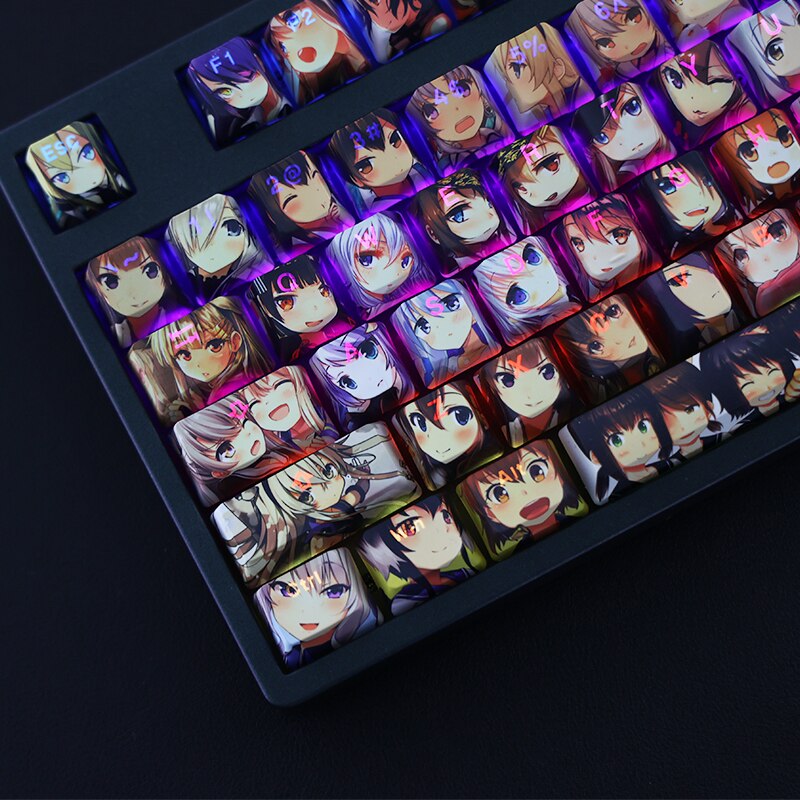 108 Keys/set PBT Dye Subbed Keycaps Anime Gaming Key Caps Cherry Profile Backlit Keycap For COLLECTION All Roles Warship Girls