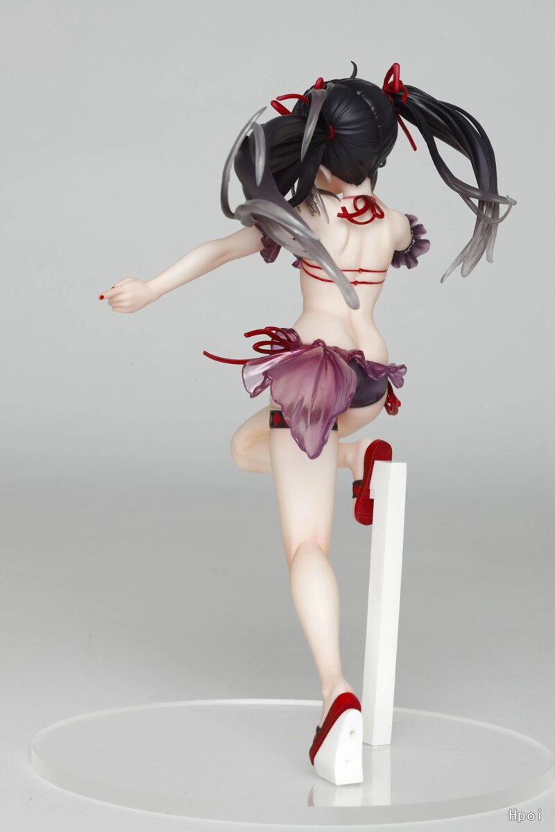 Anime Figure DATE A LIVE Tokisaki Kurumi Sexy Swimsuit Standing Girl  Action Figure Black Base Model Sculpture Ornament 21CM