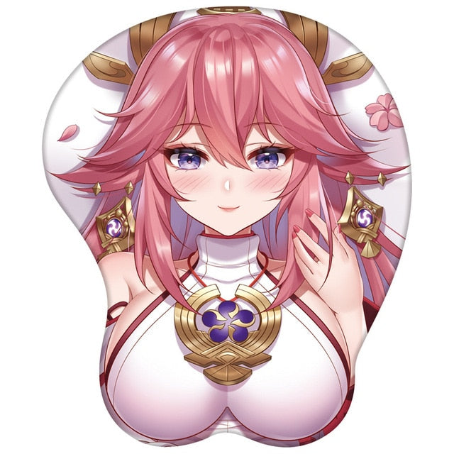 Genshin Impact Mouse Pad Hutao Ganyu Keqing Eula Yae Miko Gamer Anime KawaiGirl Mouse Pad  3D Oppai Silicone Gel Wrist Soft Mous