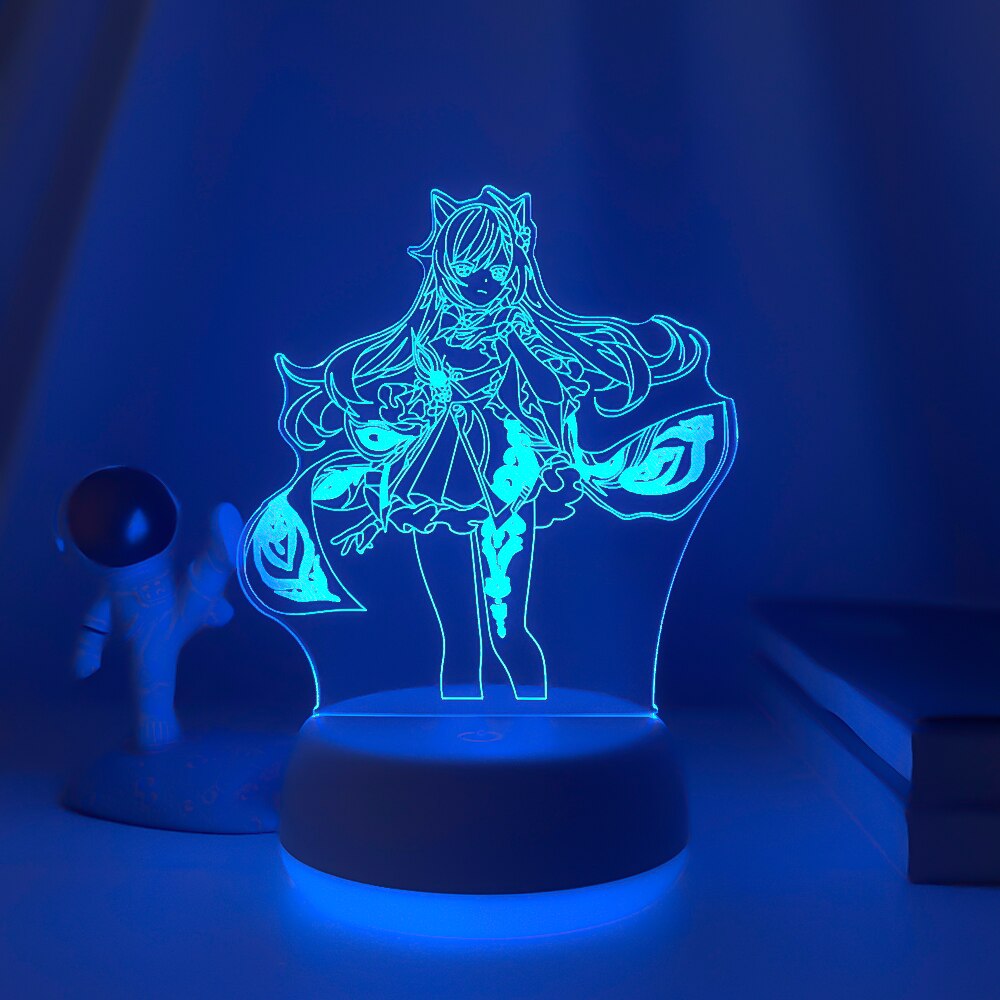 New Genshin Impact Night Light 3D Illusion Lamps Hutao Hot Game Light for Bedroom Decor LED Lights Atmosphere Bedside Kids Gifts