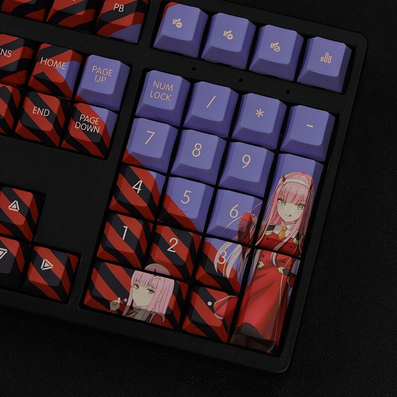 108 Keys/set 5 Sides PBT Dye Subbed Keycaps Cartoon Anime Gaming Key Caps Cherry Profile Keycap For Darling in the Franxx