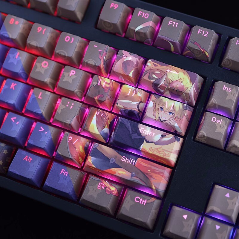 108 Keys/set Bowsette Keycap PBT Dye Subbed Backlit Keycaps Anime Gaming Key Caps For ANSI 61 87 104 108 Keyboard Cherry Profile