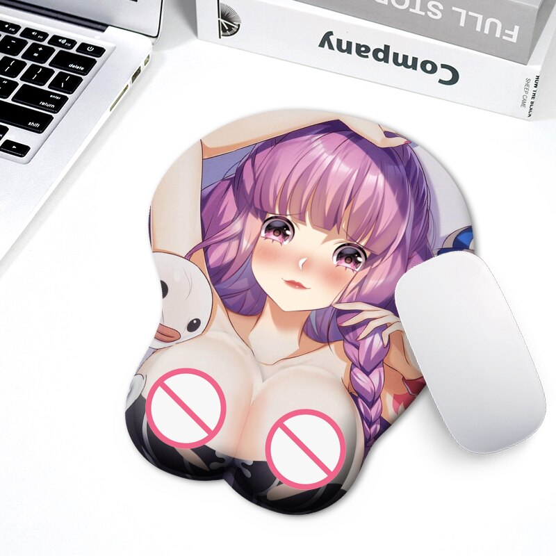 3D wrist strap mouse pad with silicone wrist strap mouse pad anime sexy Ganyu Kokomi protective pad for PC game player mouse pad