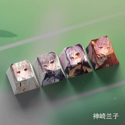 4 Keys/set THE IDOLMASTER Keycaps PBT Dye Sublimation Key Caps For MX Switches Cherry Profile Anime Cartoon Keycap