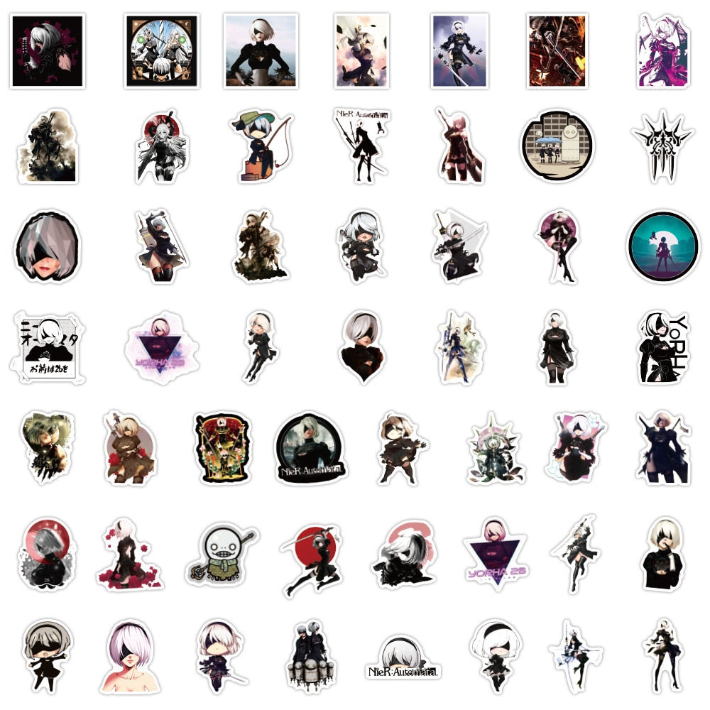 10/30/50PCS NieR:Automata Game Stickers Cool Graffiti Decals Kids Toy Waterproof PVC DIY Phone Suitcase Fridge Notebook Sticker