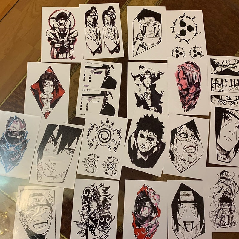 20pcs Waterproof Anime Naruto Tattoos Draken Cosplay Sticker Kakashi Itachi Temporary Tattoo Sticker Dragon Halloween Accessorie