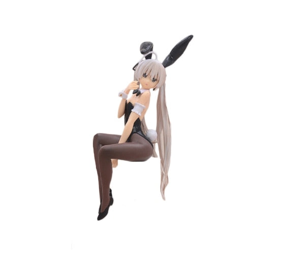 Anime Role Kasugano Sora Figure Rabbit Girl Black Silk Sexy Model Toy Gift 17CM Action Figure Doll Pressing Instant Noodles