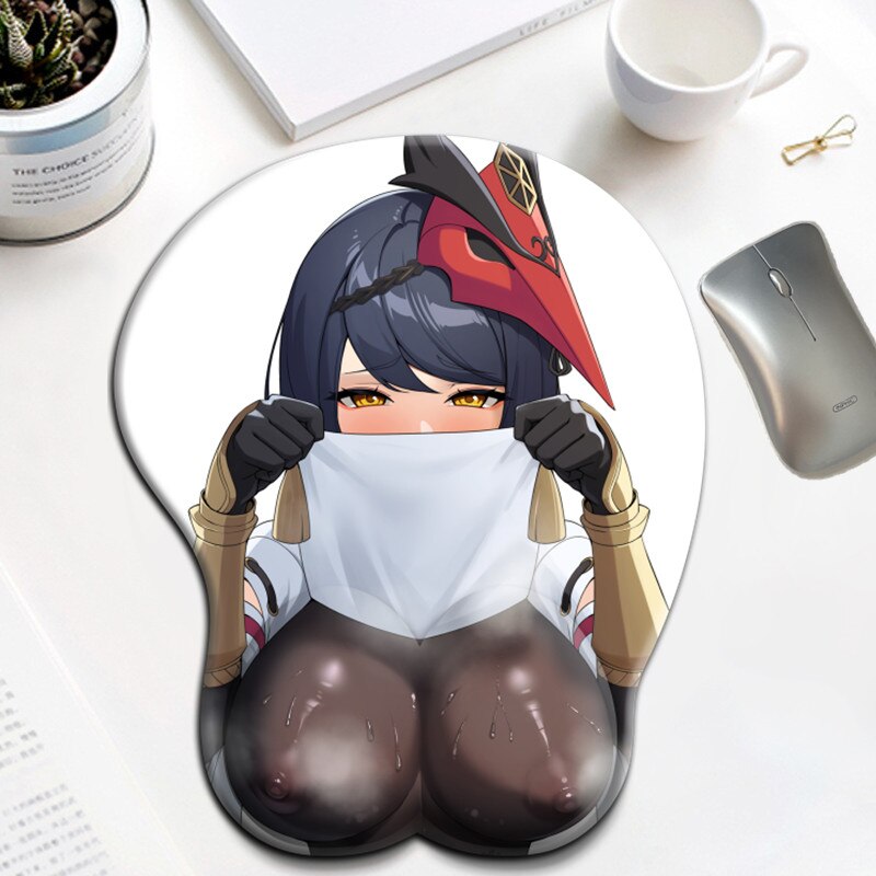 Genshin Impact KUJOU SARA Boobs Kawaii Anime Sexy Mouse Pad with Wrist 3D Big Oppai Silicone Gel Desk Mat Mousepad