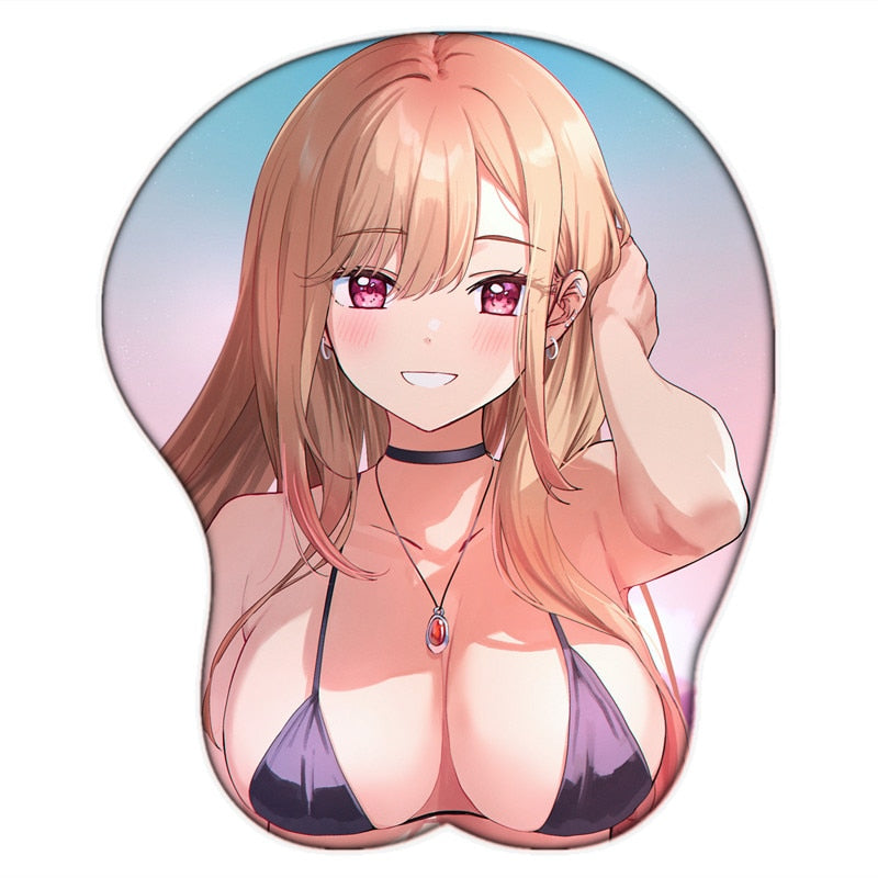 New Anime My Dress-Up Darling Marin Kitagawa Sexy Big Breast 3D Mouse Pad Cute Manga Pad with Wrist Oppai Silicone Gel Boobs Mat