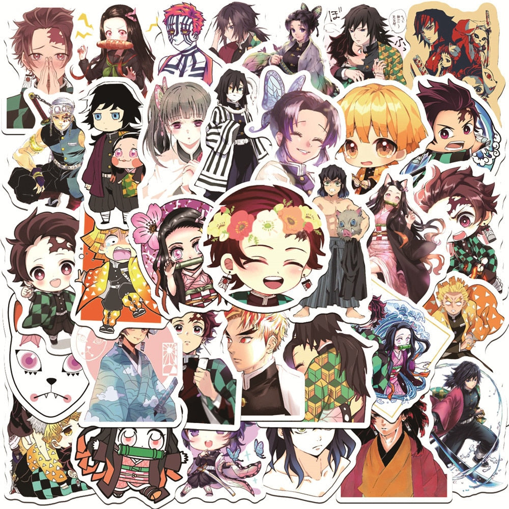 10/30/50PCS Anime Demon Slayer Stickers Graffiti Decals Waterproof DIY Laptop Luggage Fridge Skateboard Sticker Classic Toy Gift