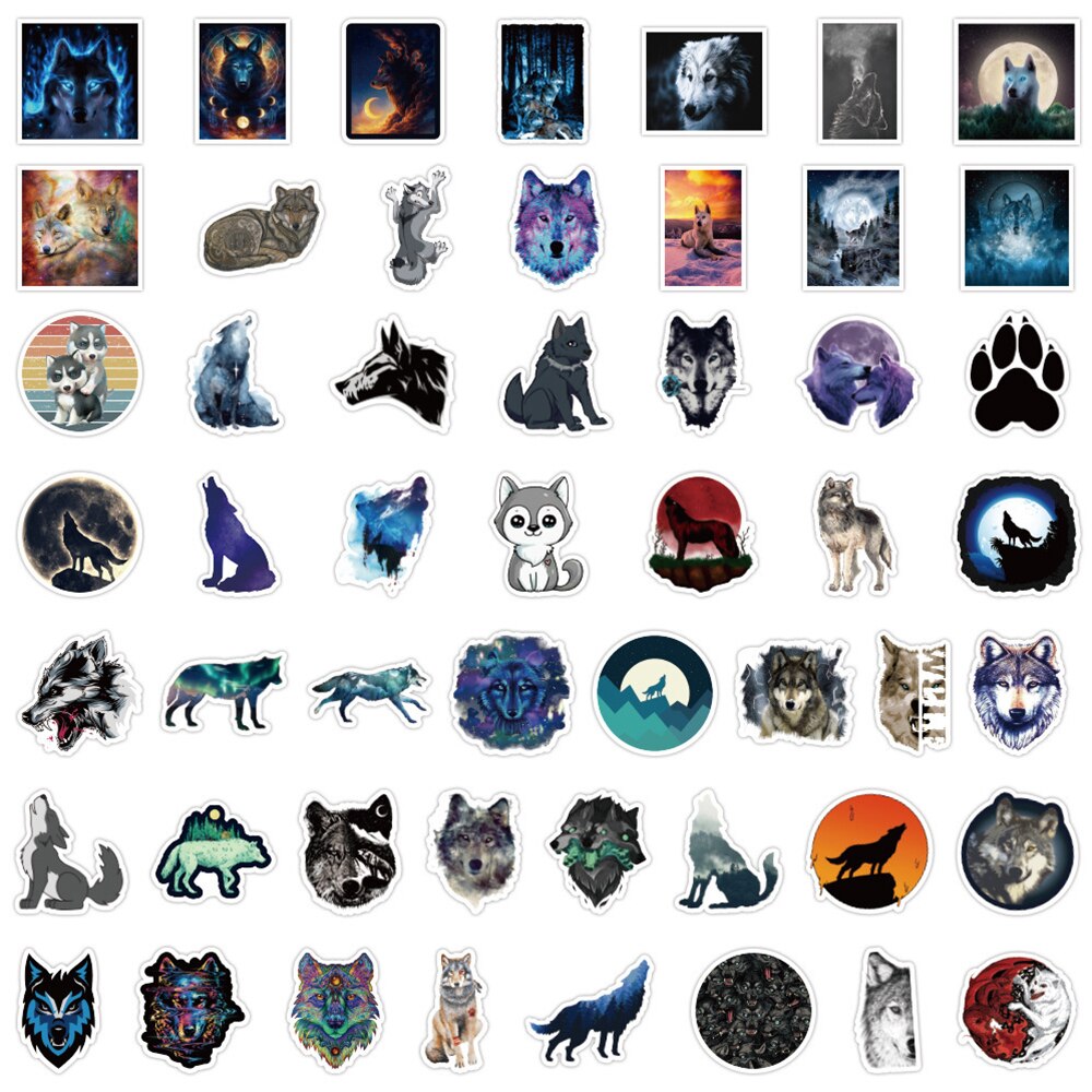 10/30/50PCS Art Cool Wolf Stickers Cartoon DIY Decals Kids Toys Phone Suitcase Notebook Fridge Motorcycle PVC Graffiti Sticker