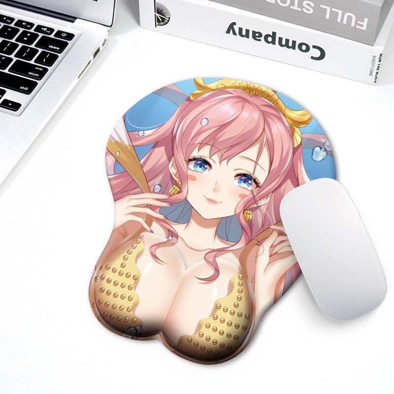 2022 new Japanese animation silicone 3d mouse pad Leica fabric wrist strap cartoon creative sexy mouse pad chest mouse pad