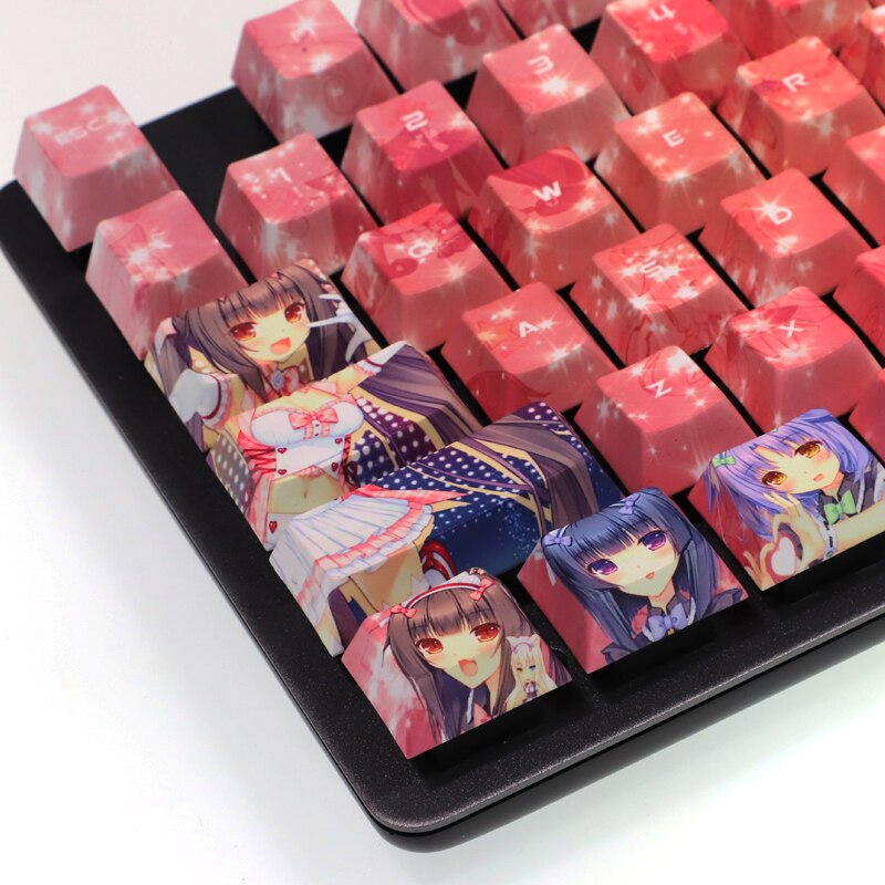 108 Keys PBT 5 Sides Dye Subbed Keycaps Cartoon Anime Gaming Key Caps Cherry Profile NEKOPARA Keycap For ANSI 61 87 104 Layout