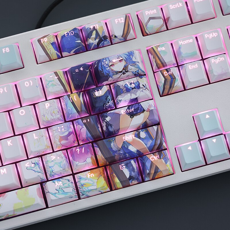 108 Keys/set Honkai Impact 3 Griseo Keycap PBT Dye Subbed Backlit Keycaps Cartoon Anime Gaming Key Caps For ANSI 61 87 104 108