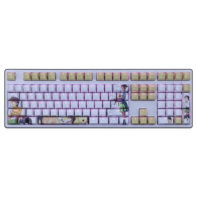 108 Keys/set Suzume No Tojimari Keycap PBT Dye Subbed Backlit Keycaps Anime Gaming Key Caps For ANSI 61 87 104 108 Keyboard