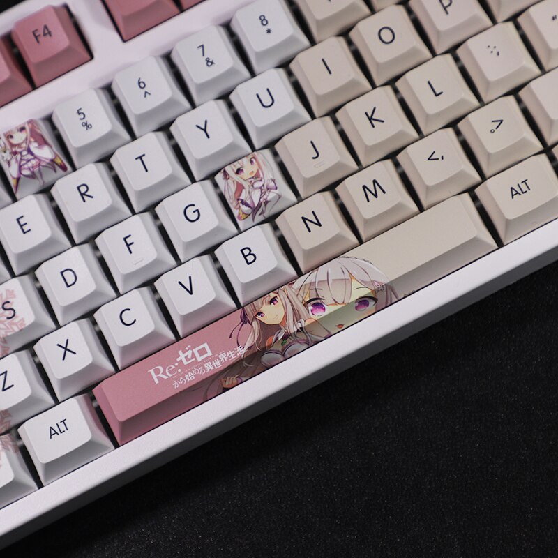 108 Keys/set PBT Dye Subbed Keycaps Cartoon Anime Gaming Key Caps For Re:Life In A Different World From Zero Emilia Satella