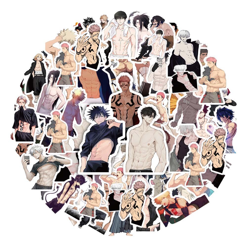 10/60pcs Cartoon Anime Muscle Man DIY Graffiti Stickers Pack Scrapbooking Skateboard Luggage Phone Laptop Wall Decorative Decals