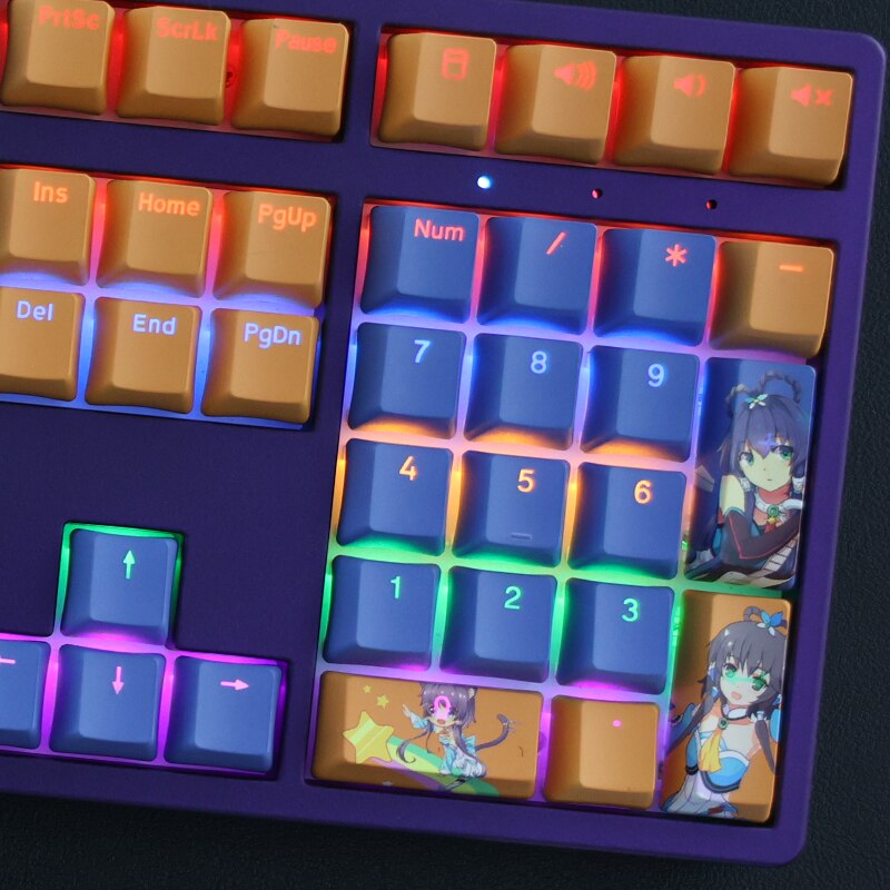 108 Keys/set PBT Dye Subbed Keycaps Cartoon Anime Gaming Key Caps Backlit Vsinger Keycap For Virtual Singer Luo Tianyi
