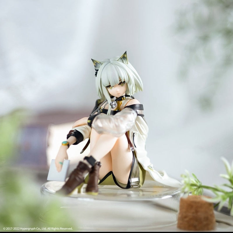 Anime Figure Arknights Kal&#39;tsit Cute Cat Ear Sitting Girl PVC Instant Noodle Press Game Series Anime Character Collection 10CM