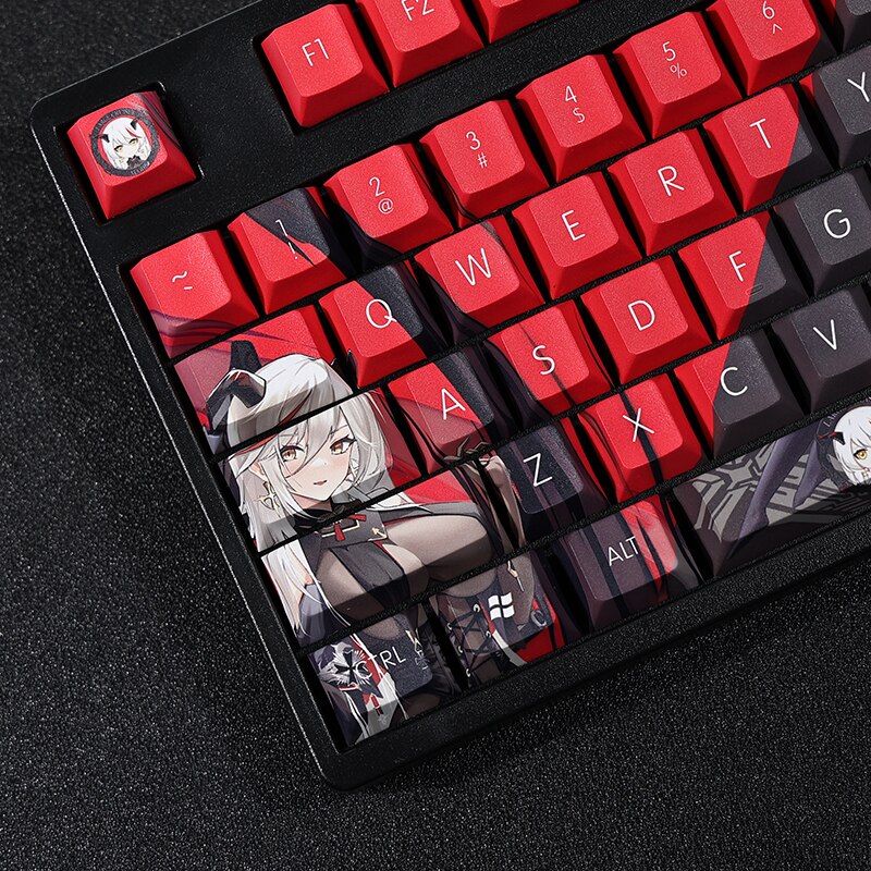 108 Keys/set Azur Lane Agir Keycap PBT 5 Sides Dye Subbed Keycaps Cartoon Anime Gaming Key Caps For ANSI 61 87 104 108 Layout