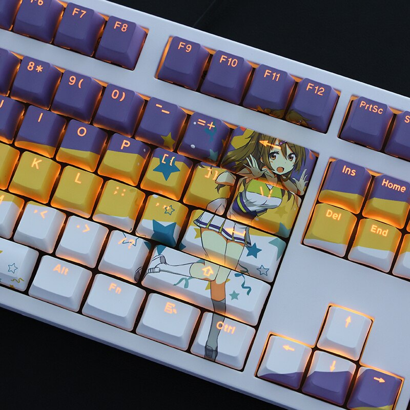 108 Keys PBT Dye Subbed Keycaps 2 Dimensional Cartoon Anime Gaming Key Caps OEM Profile Backlit Keycap For Love Mori Summer