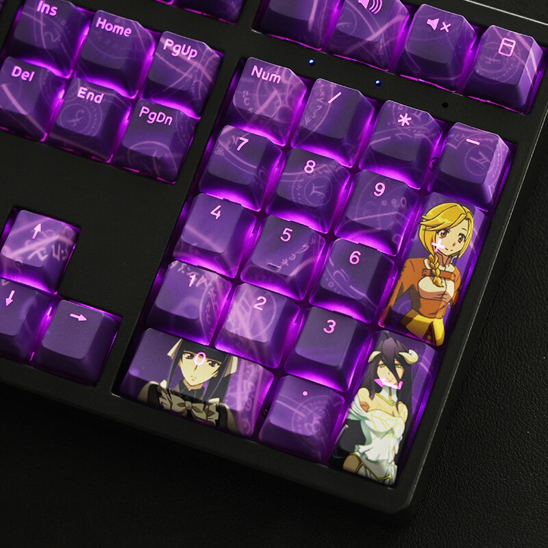 108 Keys/set 5 Sides PBT Dye Subbed Keycaps Cartoon Anime Gaming Key Caps Backlit Keycap For Overlord Albedo