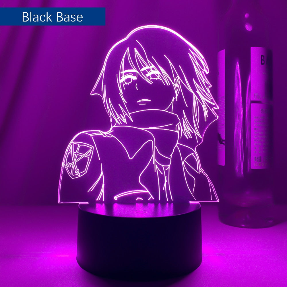 New Led Night Light Anime Attack on Titan Mikasa Ackerman Lamp for Room Decor Light Cool Birthday Gift Bedside Desk Lamp Battery