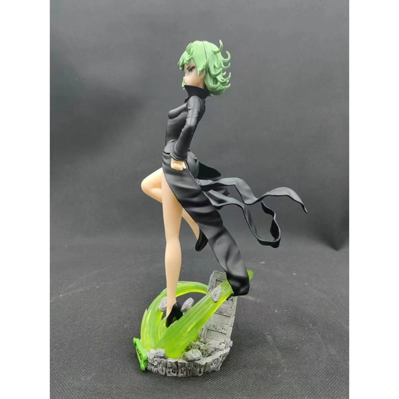 22CM Figure Anime ONE PUNCH-MAN Tatsumaki Shivering Sexy Black Dress Standding Pose Dolls Toy Gift Collect PVC Material