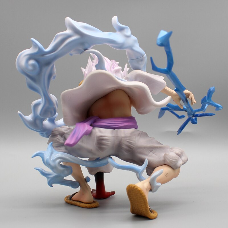 19cm Anime One Piece Gear 5 Luffy Action Figure Squatting Lightning Attack Mode Luffy Sun God Hercules Figure PVC Collection Toy