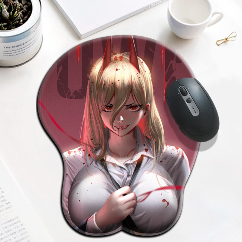 Chainsaw Man Power Sexy Girl Boobs Gaming Mousepad Kawaii Anime Mouse Pad 3D Big Oppai Gamer Desk Mat