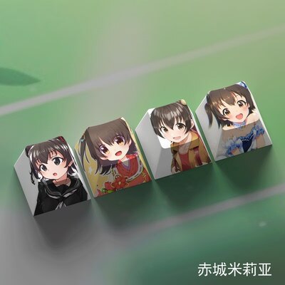 4 Keys/set THE IDOLMASTER Keycaps PBT Dye Sublimation Key Caps For MX Switches Cherry Profile Anime Cartoon Keycap