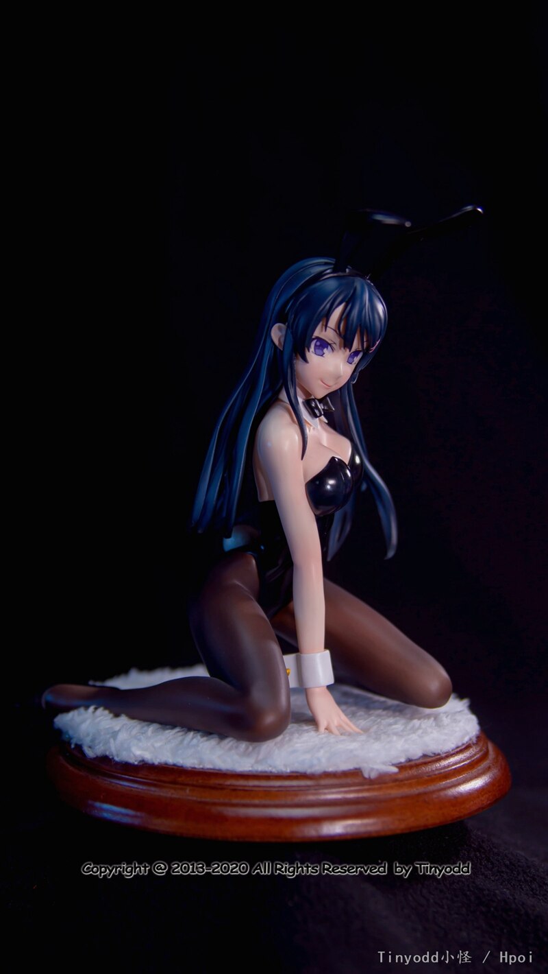 Sakurajima Mai Anime Figure Sexy Bunny Girl Black Silk Detachable Model Toy Kneeling Posture Doll Gift Collect Ornaments