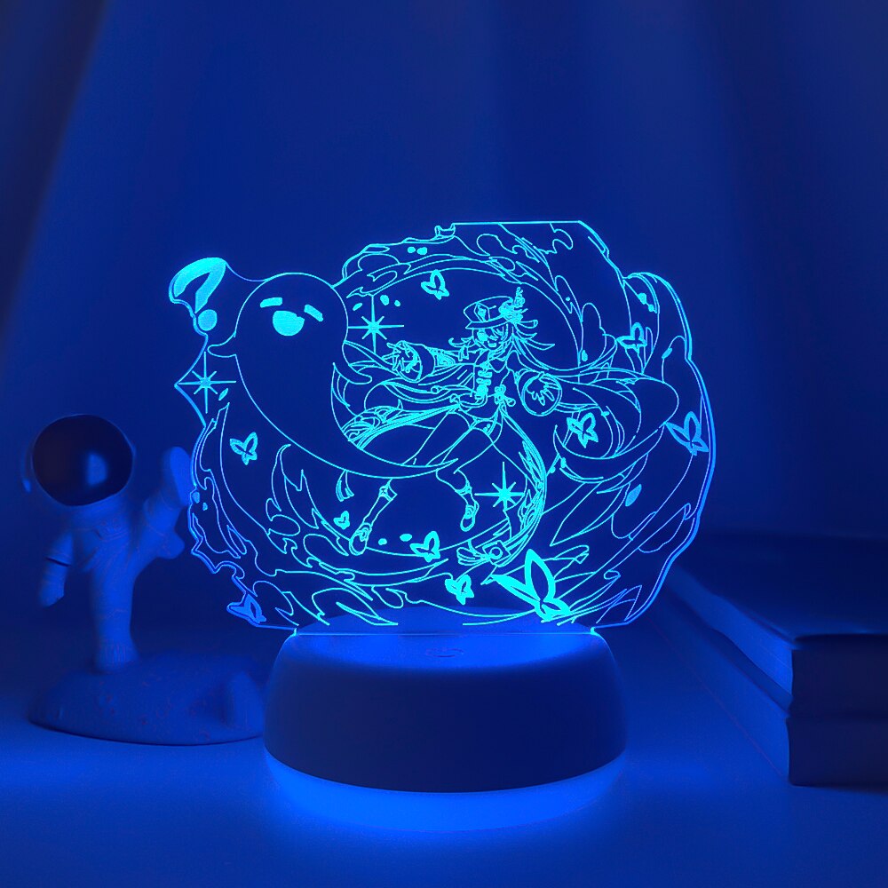 New Genshin Impact Night Light 3D Illusion Lamps Hutao Hot Game Light for Bedroom Decor LED Lights Atmosphere Bedside Kids Gifts