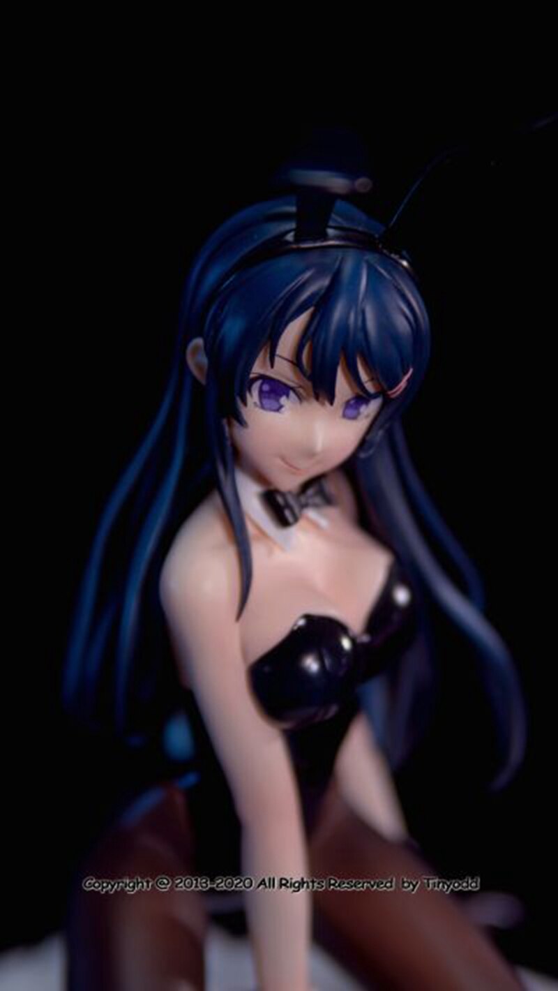 Sakurajima Mai Anime Figure Sexy Bunny Girl Black Silk Detachable Model Toy Kneeling Posture Doll Gift Collect Ornaments