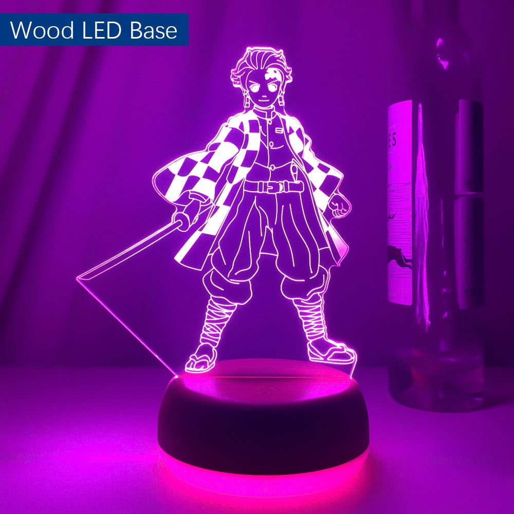 Kimetsu No Yaiba Tanjiro Kamado Figure Led Night Light for Kids Bedroom Decor Nightlight Child Desk 3d Lamp Demon Slayer Gift