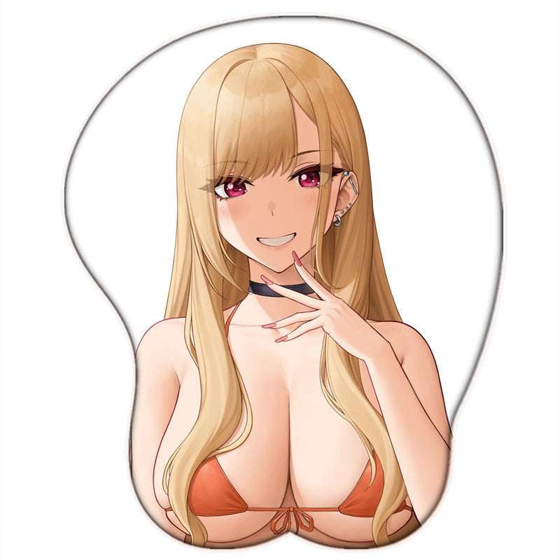 Sexy Big Breast Mouse Pad New Anime My Dress-Up Darling Marin Kitagawa 3D Cute Manga Pad with Wrist Oppai Silicone Gel Boobs Mat