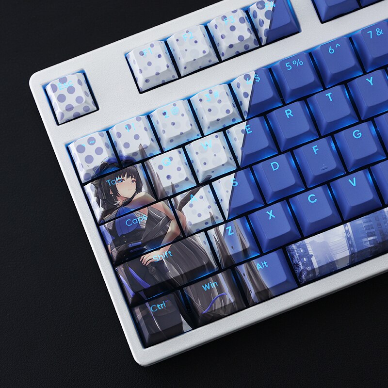 108 Keys PBT 5 Sides Dye Subbed Keycaps Cartoon Anime Gaming Key Caps Blue Backlit Keycap For WUTHERING WAVES