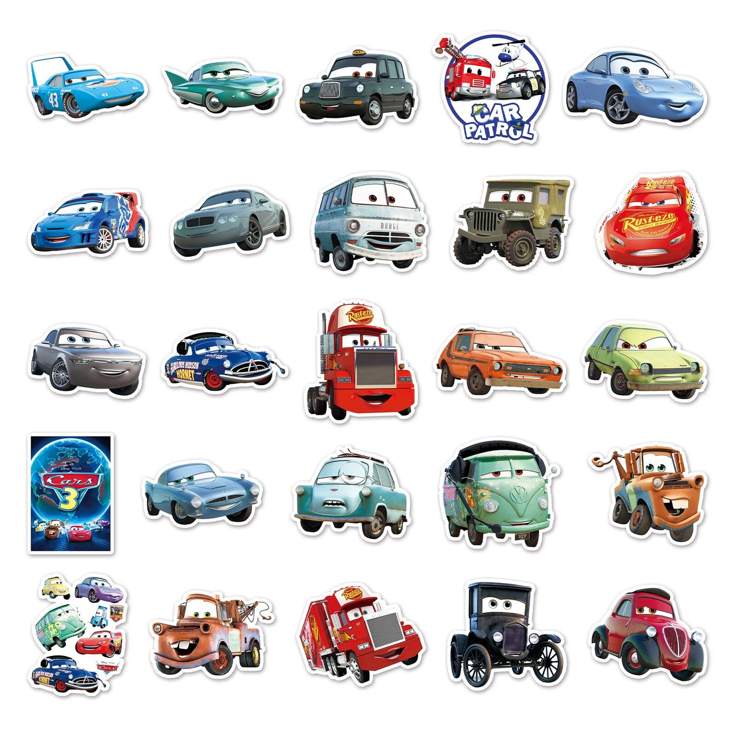 10/30/50pcs Disney Cartoon Cars Lightning McQueen Stickers DIY Skateboard Fridge Motorcycle Luggage Car Waterproof Sticker Toy