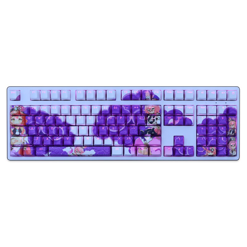 1 Set PBT Dye Subbed Keycaps Two Dimensional Cartoon Anime Gaming Key Caps OEM Profile Backlit Keycap For Genshin Dori