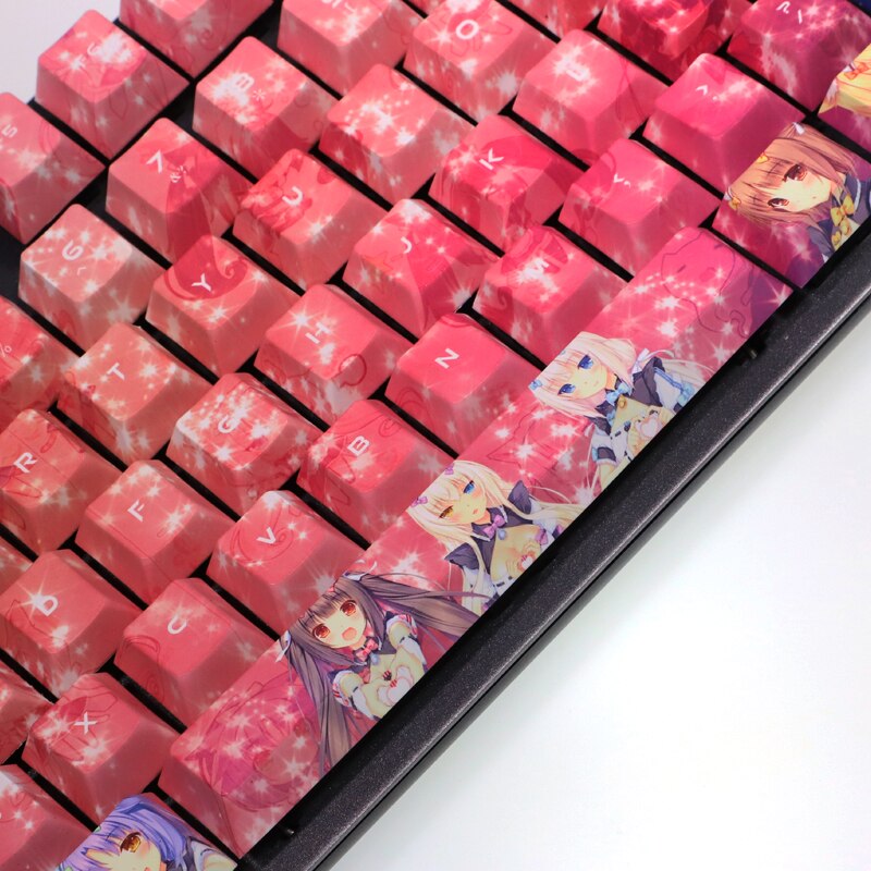 108 Keys PBT 5 Sides Dye Subbed Keycaps Cartoon Anime Gaming Key Caps Cherry Profile NEKOPARA Keycap For ANSI 61 87 104 Layout