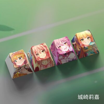 4 Keys/set THE IDOLMASTER Keycaps PBT Dye Sublimation Key Caps For MX Switches Cherry Profile Anime Cartoon Keycap