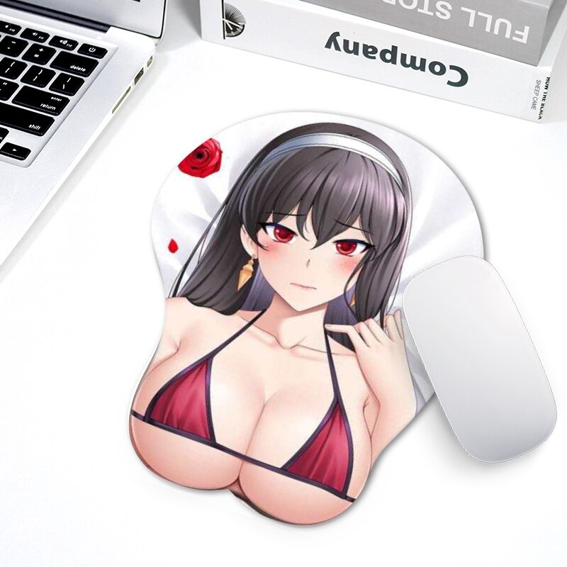 New version beauty animation 3d mouse pad wrist strap cartoon creative sexy mouse pad chest mouse pad package