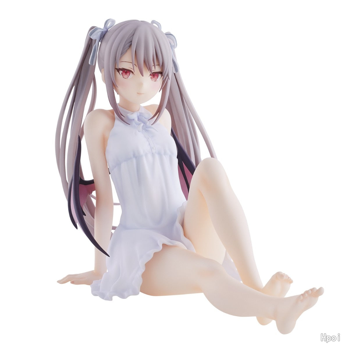 Anime Figure Two-dimensional Girl Double Ponytail White Dress Kawai Girl PVC Sexy Sitting Model Toy Gift Collection 11cm