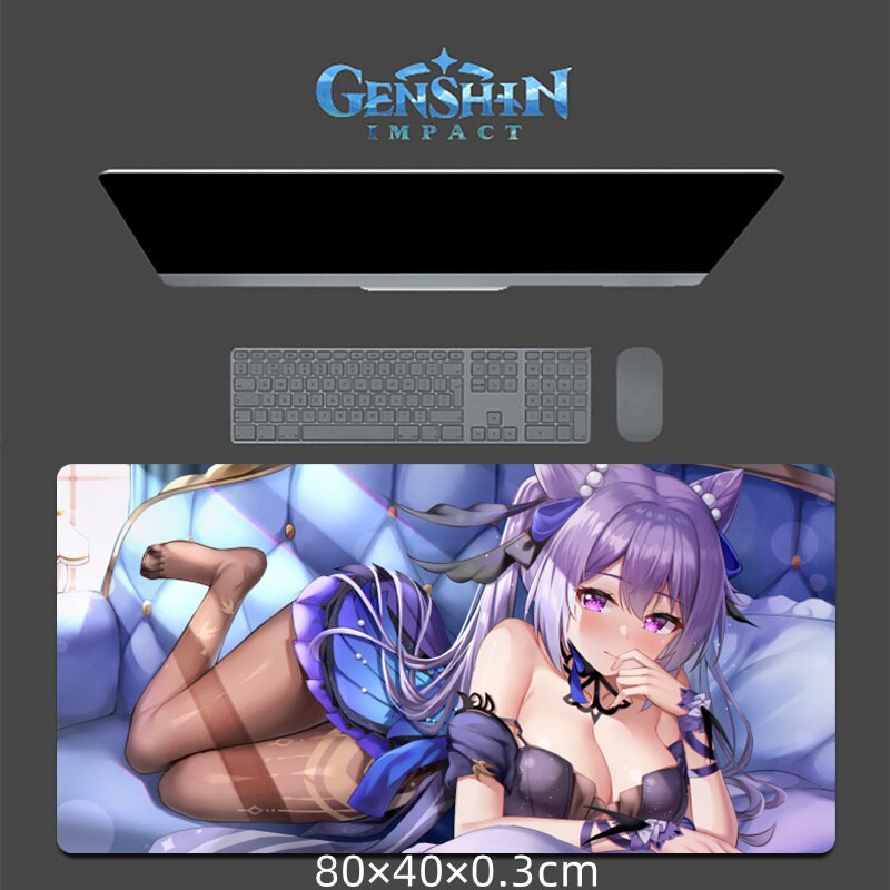 Keqing (opulent Splendor) Genshin Impact Sexy 3D Raised Nipples Chest Mouse Pad Gaming Anime MousePad Oppai XXL Large Desk Mat