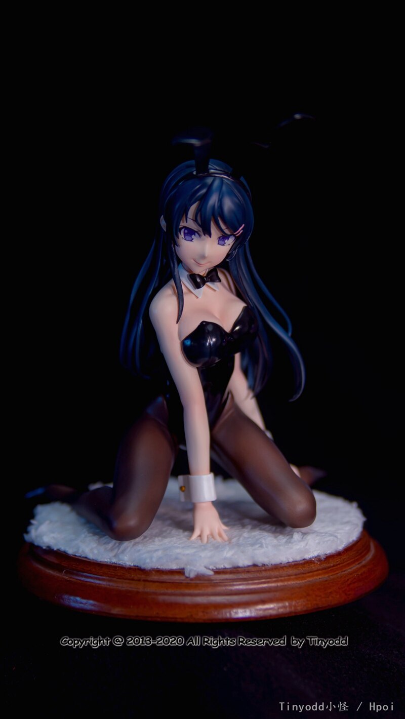 Sakurajima Mai Anime Figure Sexy Bunny Girl Black Silk Detachable Model Toy Kneeling Posture Doll Gift Collect Ornaments