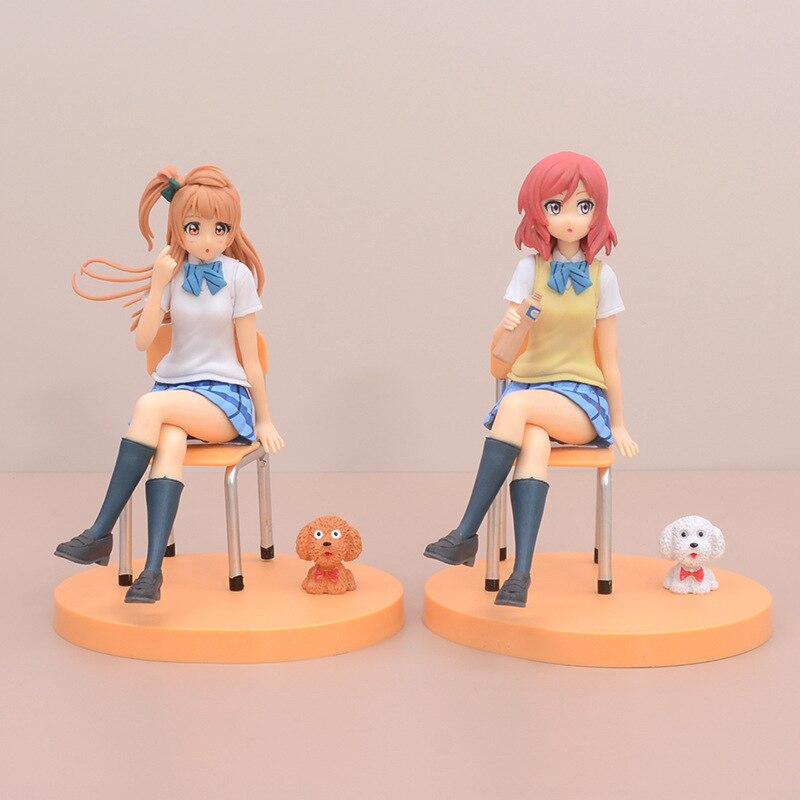 Hot Anime LoveLive!School idol project Figure Nishikino Maki Minami Kotori School Uniform Sitting Cute Puppy Model 14CM PVC Gift