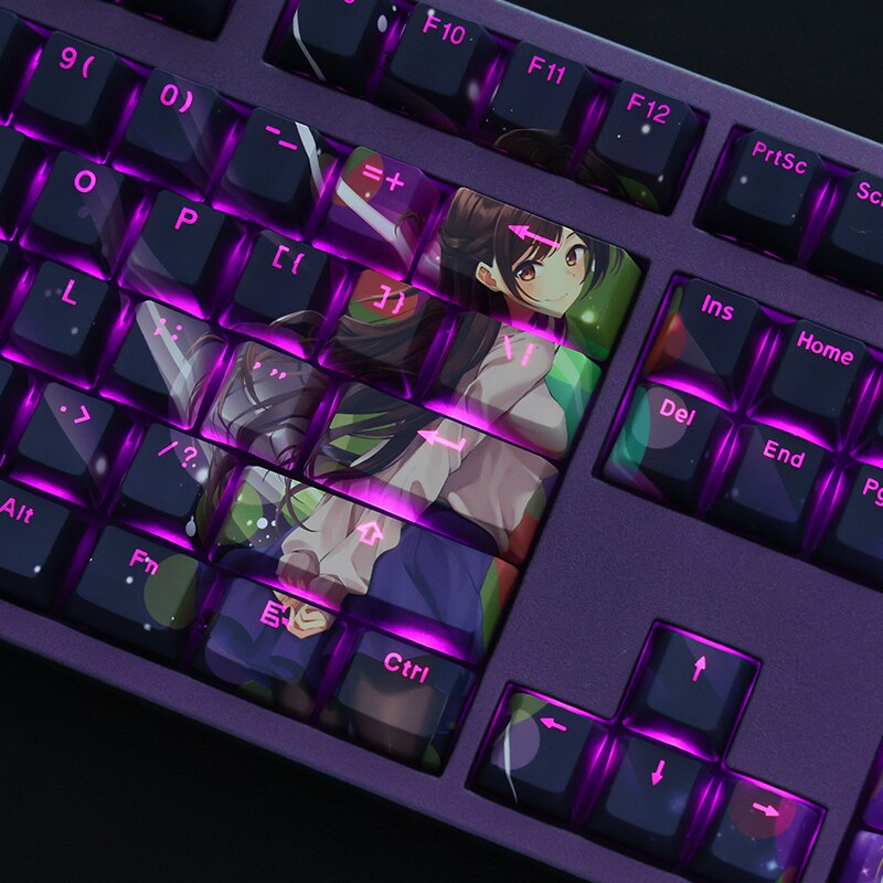 108 Keys PBT Dye Subbed Keycaps Cartoon Anime Gaming Key Caps OEM Profile Backlit Keycap For Rent Girlfriend Ichinose Chizuru