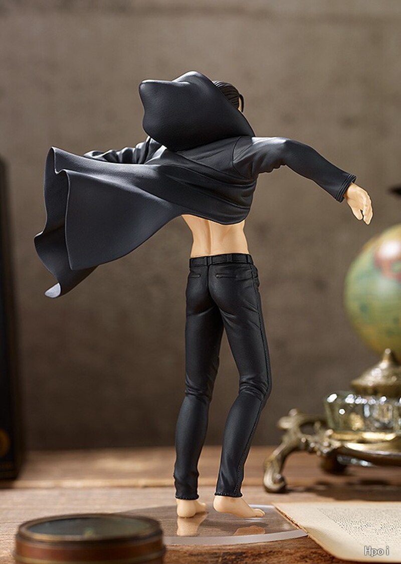 Anime Eren Jaeger Figure Attack On Titans Final Season Black Cloak Dress Up Model Toy Anime PVC Action 185mm Figurine Toys