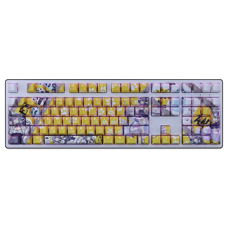 108 Keys/set Azur Lane Cheshire Keycap PBT Dye Subbed Backlit Keycaps Anime Gaming Key Caps For ANSI 61 87 104 108 Keyboard