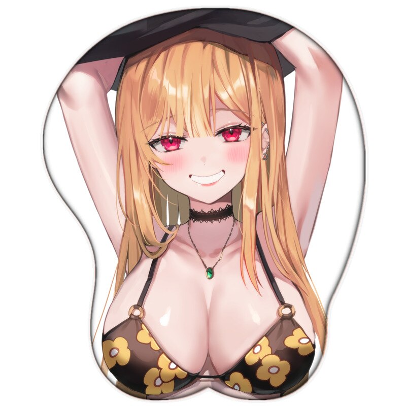 New Anime My Dress-Up Darling Marin Kitagawa Sexy Big Breast 3D Mouse Pad Cute Manga Pad with Wrist Oppai Silicone Gel Boobs Mat